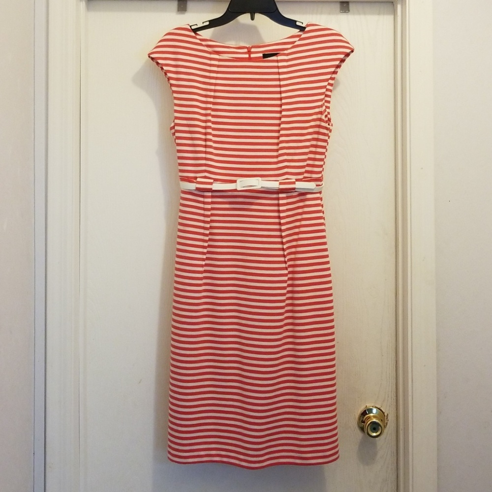 Connected Apparel Red and White Striped Dress 10